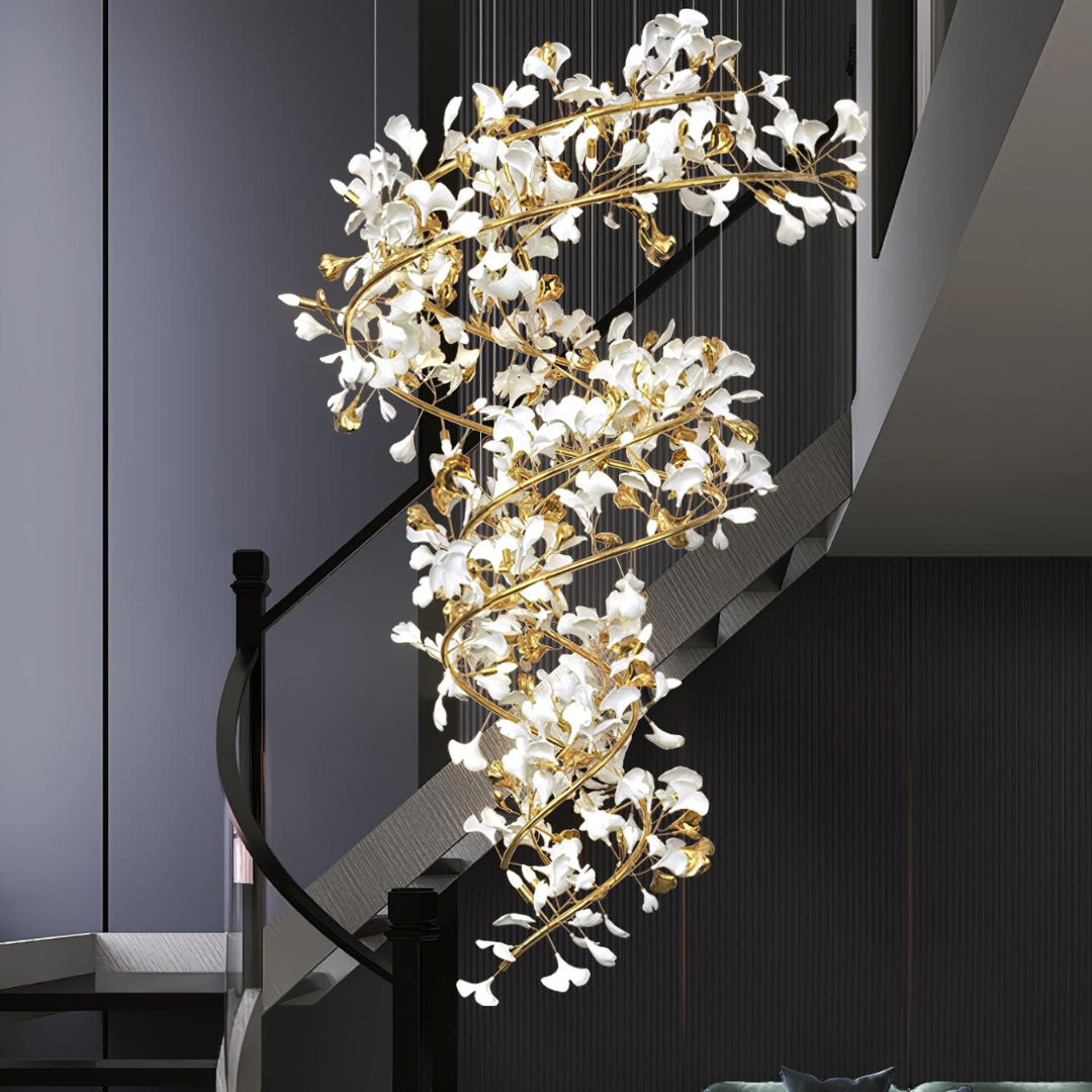 Olivia AntGlo Araña de Escalera Moderna Dorada Metal/Cerámica