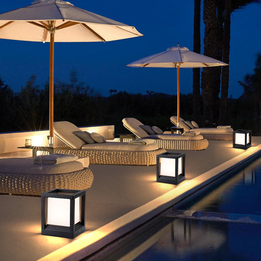 Ray Moderna Rectangular Metal Lámpara  Exterior Jardín