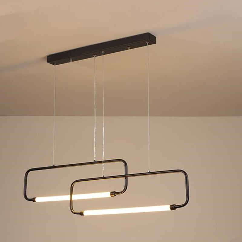 Arisha Moderna Rectangular Metal Lámpara Colgante, Negra/Dorada