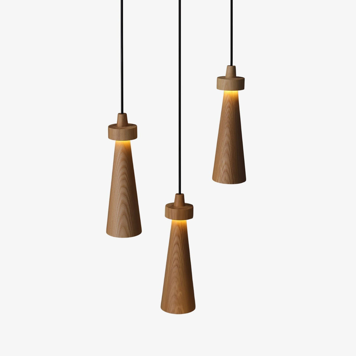 Taper Lámpara Colgante Negro Minimalista Madera