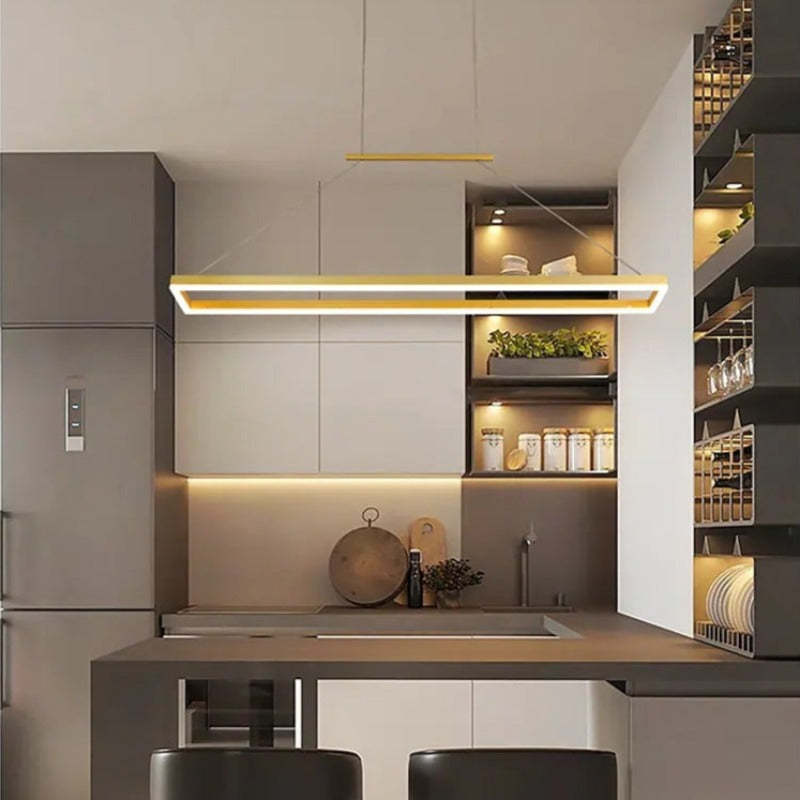 Arisha Clásica Rectangular Metal Lámpara Colgante Café/Dorada
