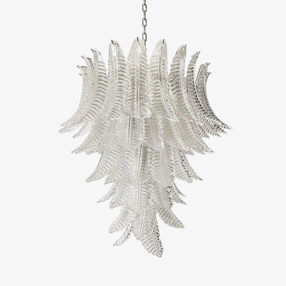 Eirineon lámpara de araña transparente con hojas cascada elegante de vidrio