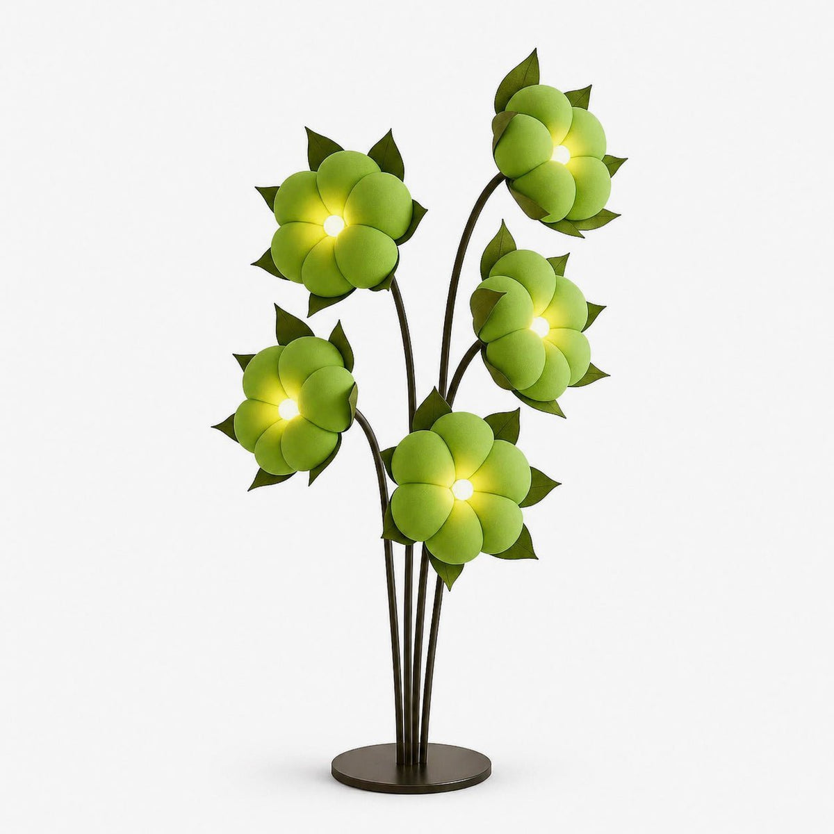 Sylvianne lámpara de pie con flor verde