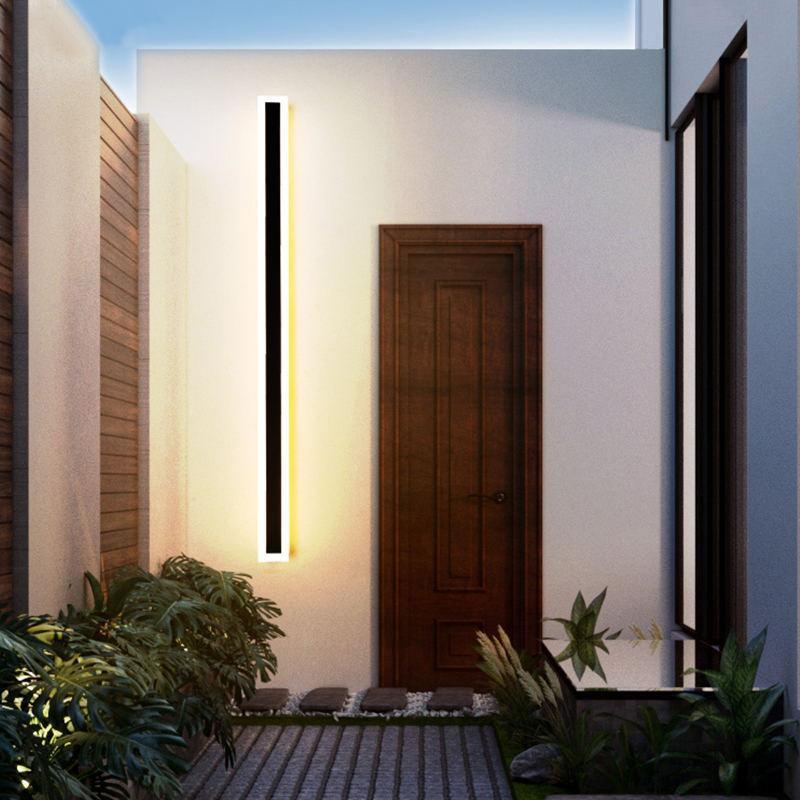 Ray Moderna Lineal Metal Aplique de Pared Exterior Negra