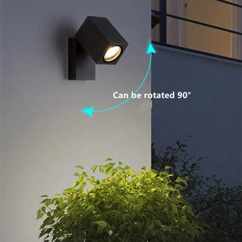 Ray Minimalista Foco Rectangular Metal  Aplique de Pared Exterior Negro