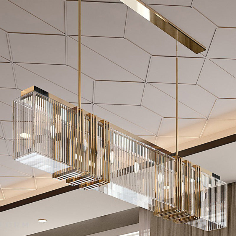 Arisha Moderna Rectangular Metal Lámpara Colgante Luja Dorado