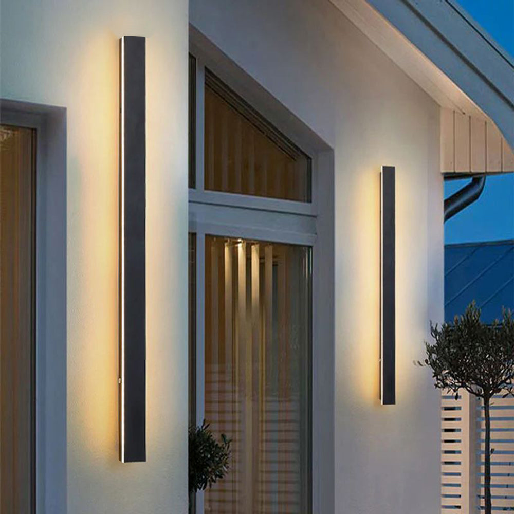 Ray Minimalista Lineal Metal Acrílico Aplique de Pared Exterior Negro