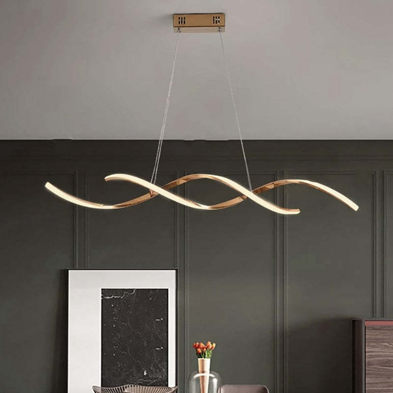 Arisha Moderna Wave Metal/Acrílico Lámpara Colgante Croma/Ora