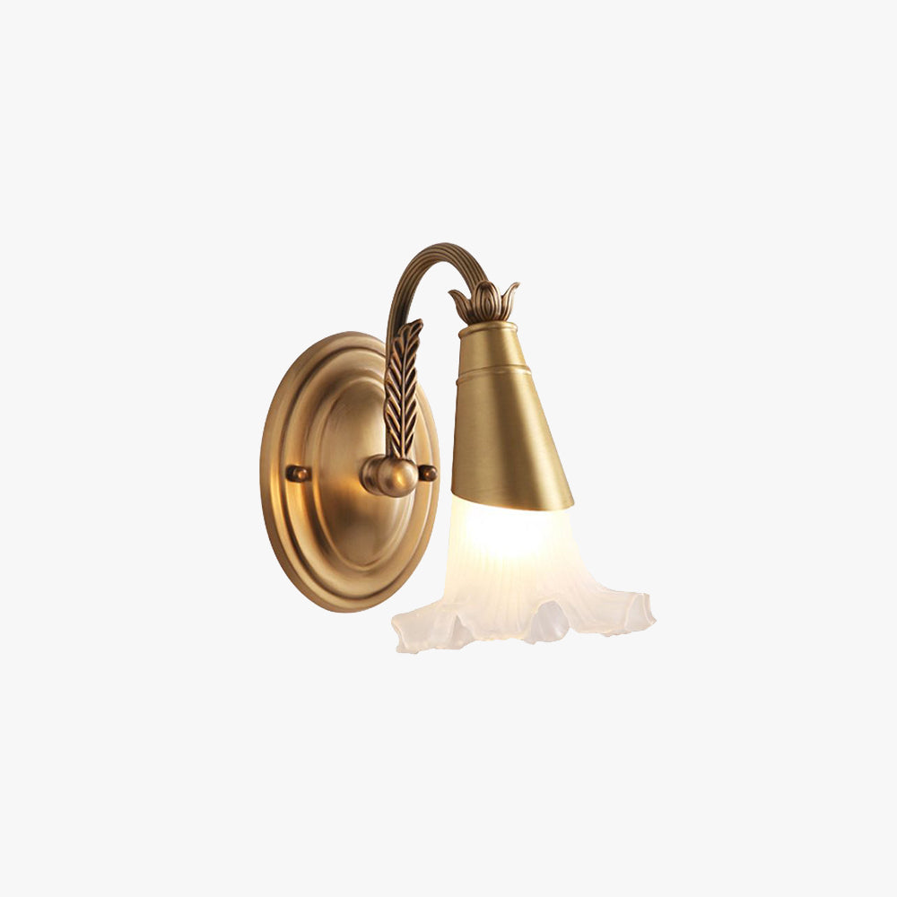 Ray Vintage Lily Flor Metal LED Aplique de Pared Dorado