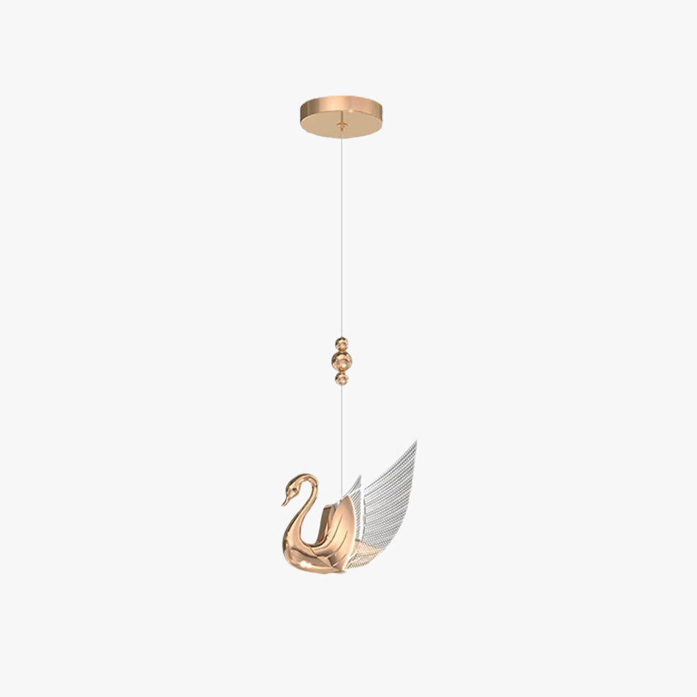 Arisha Moderna Diseño Metal Cisne Lámpara Colgante Dorada/Dorada Rosa