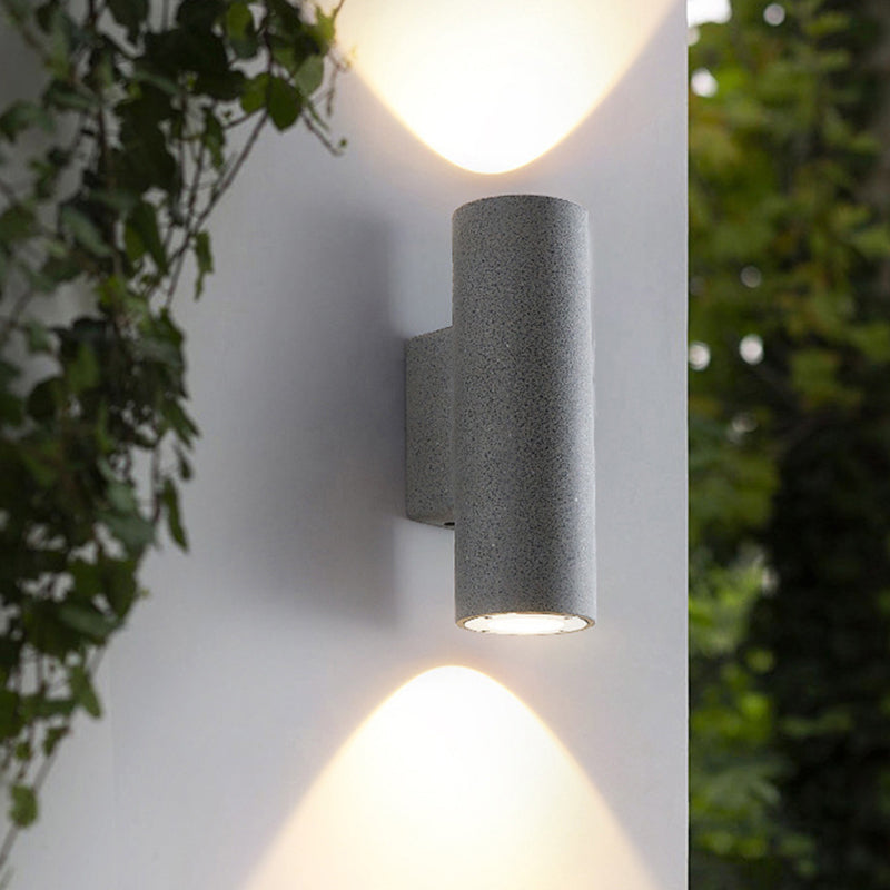 Ray Moderno Cilíndrico Cemento/Acrílico Aplique de Pared Exterior Negro/Blanco