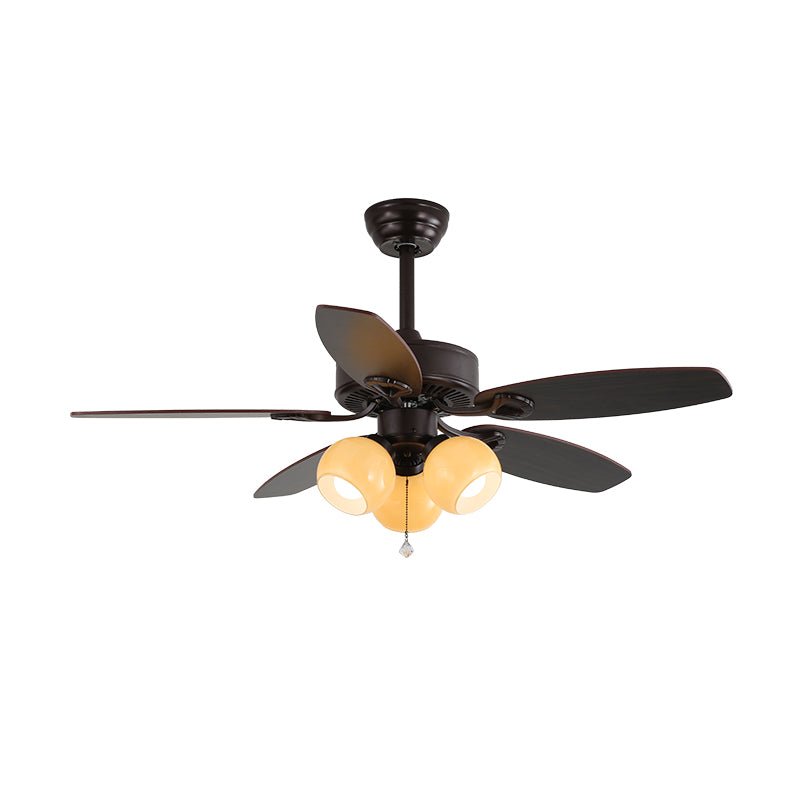 Elvael ventilador de techo con luz clásico de madera y vidrio