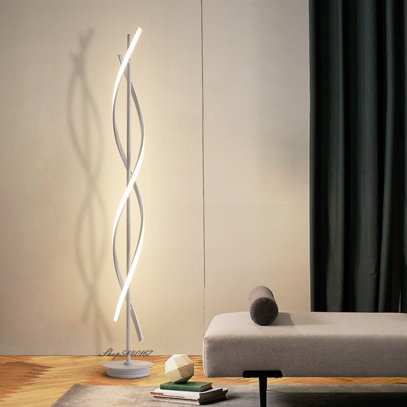 Mira Moderna Diseño Metal/Silicio LED Lámpara de Pie Negra/Blanca
