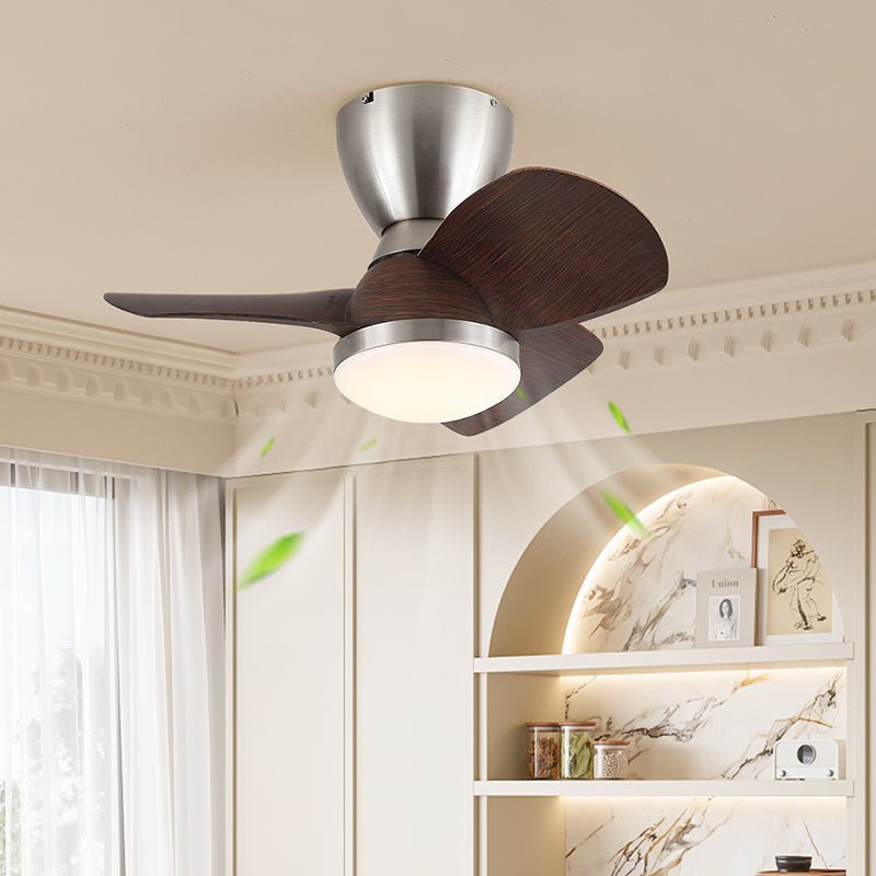 Aldiian ventilador de techo con luz minimalista de latón y madera de nogal