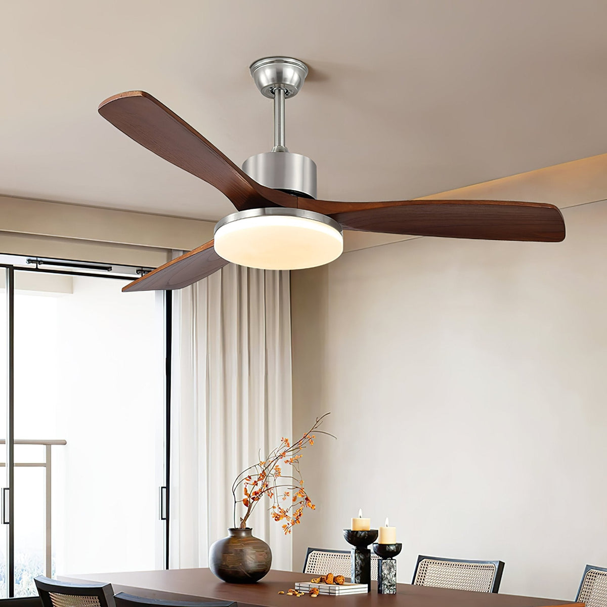 Alduira ventilador de techo con luz moderno de madera
