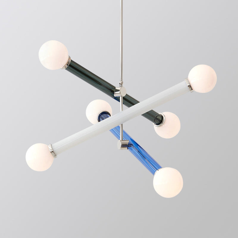 Avi Diseño Lineal Multiple Metal/Vidrio LED Lámpara Colgante Blanca