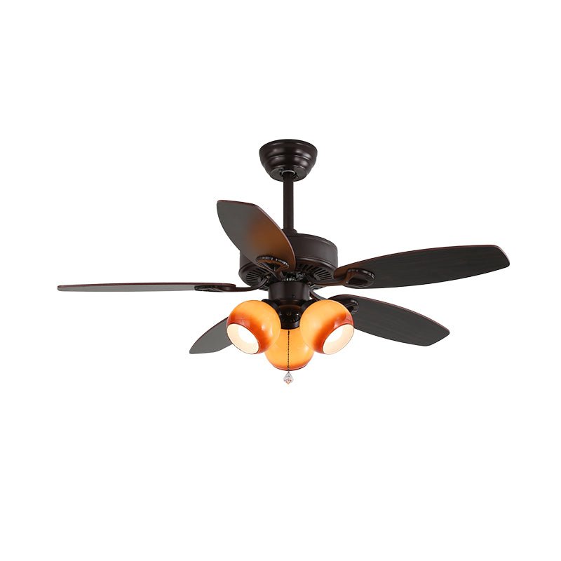 Elvael ventilador de techo con luz clásico de madera y vidrio
