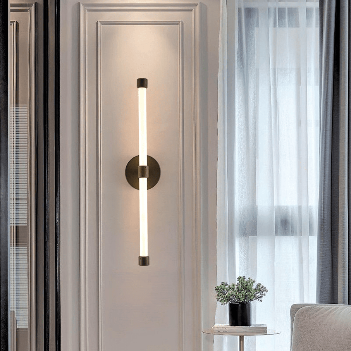 Voske aplique de pared vertical tubular minimalista en latón