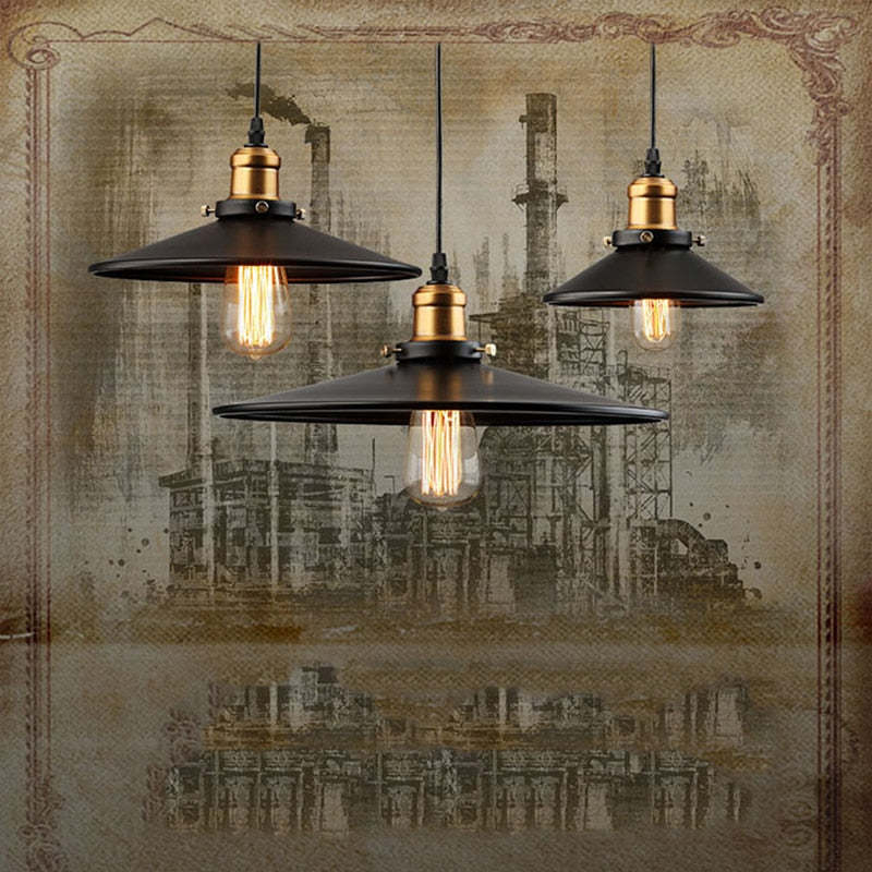 Arisha Industrial Domo Metal  Lámpara Colgante Negra