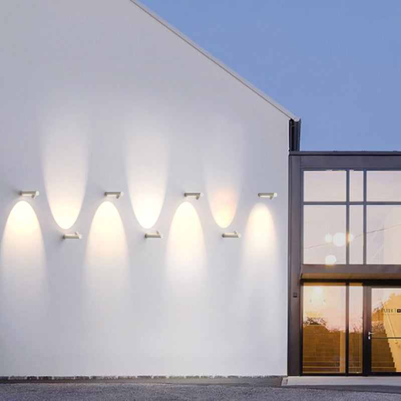 Ray Moderno Tubular Metal LED Aplique de Pared Exterior Negro/Blanco
