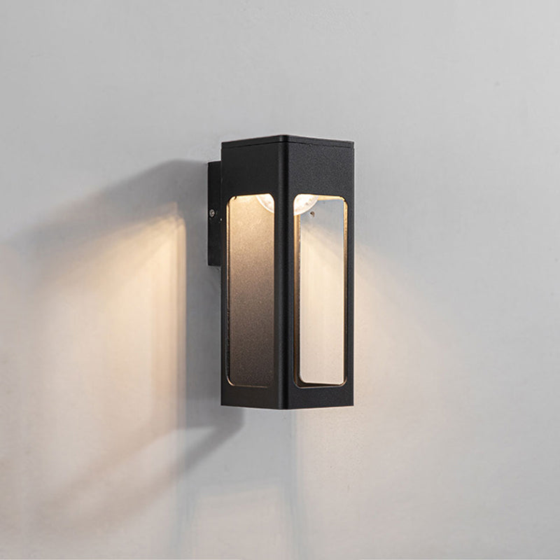 Ray Moderno Rectangular Aplique de Pared Exterior Negro