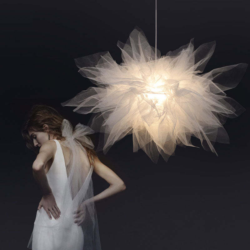 Arisha Nórdica Diseño Flor Textil Lámpara Colgante Blanca