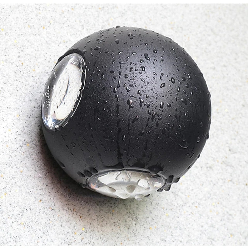 Ray Moderno Bola Metal LED Aplique de Exterior Negro