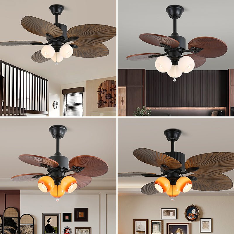 Celiira ventilador de techo con luz Tropical de vidrio