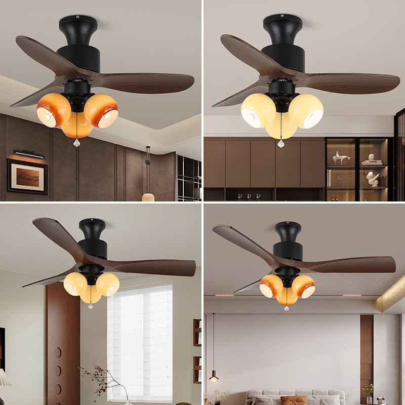Elvuella ventilador de techo con luz Vintage vidrio madera