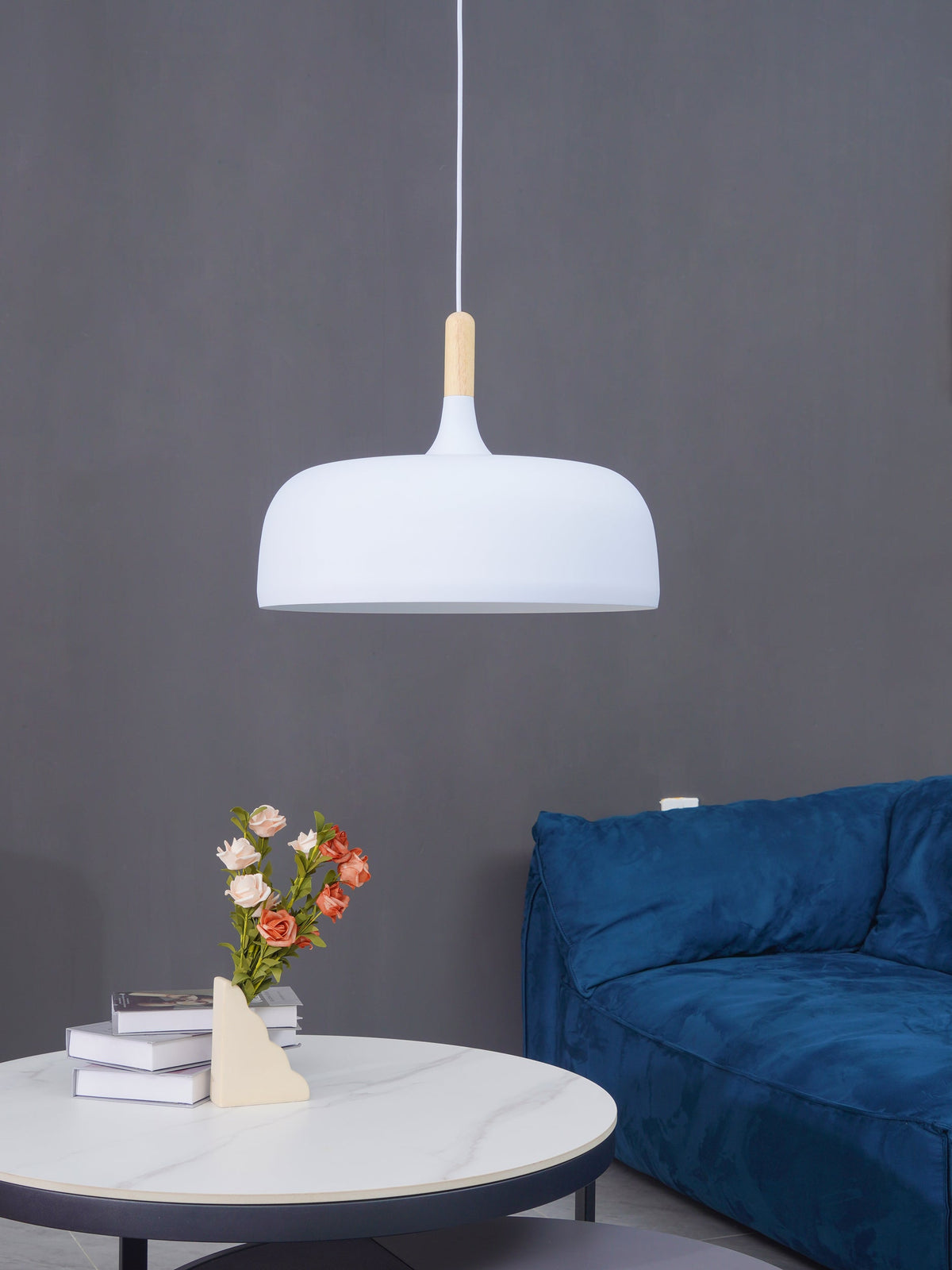 Sylivenne lámpara colgante pantalla blanca madera