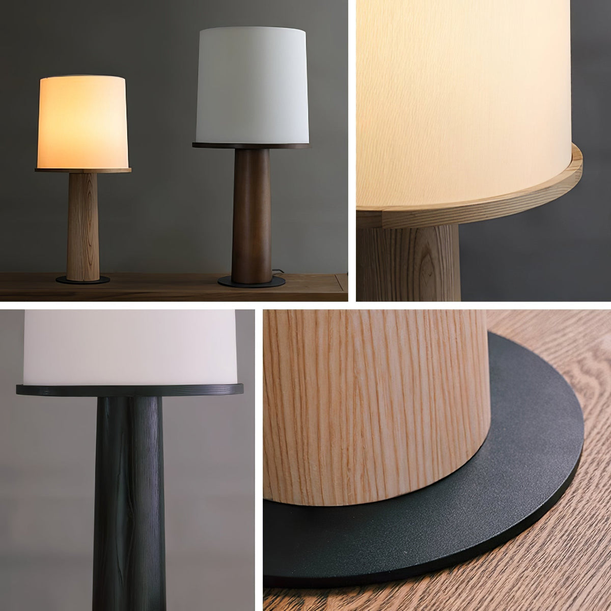 Rinirielle lámpara de mesa contemporánea de madera y tejido
