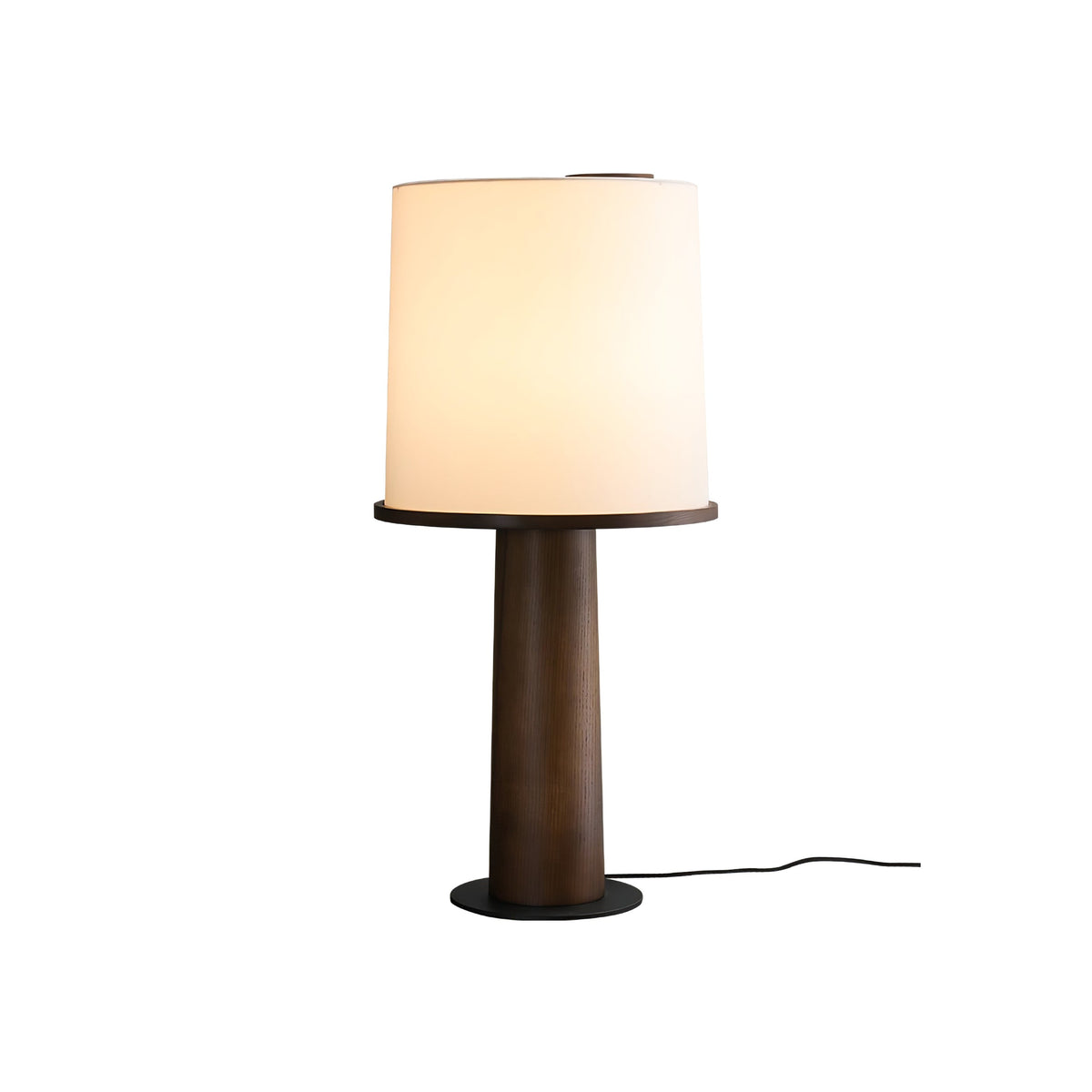 Rinirielle lámpara de mesa contemporánea de madera y tejido