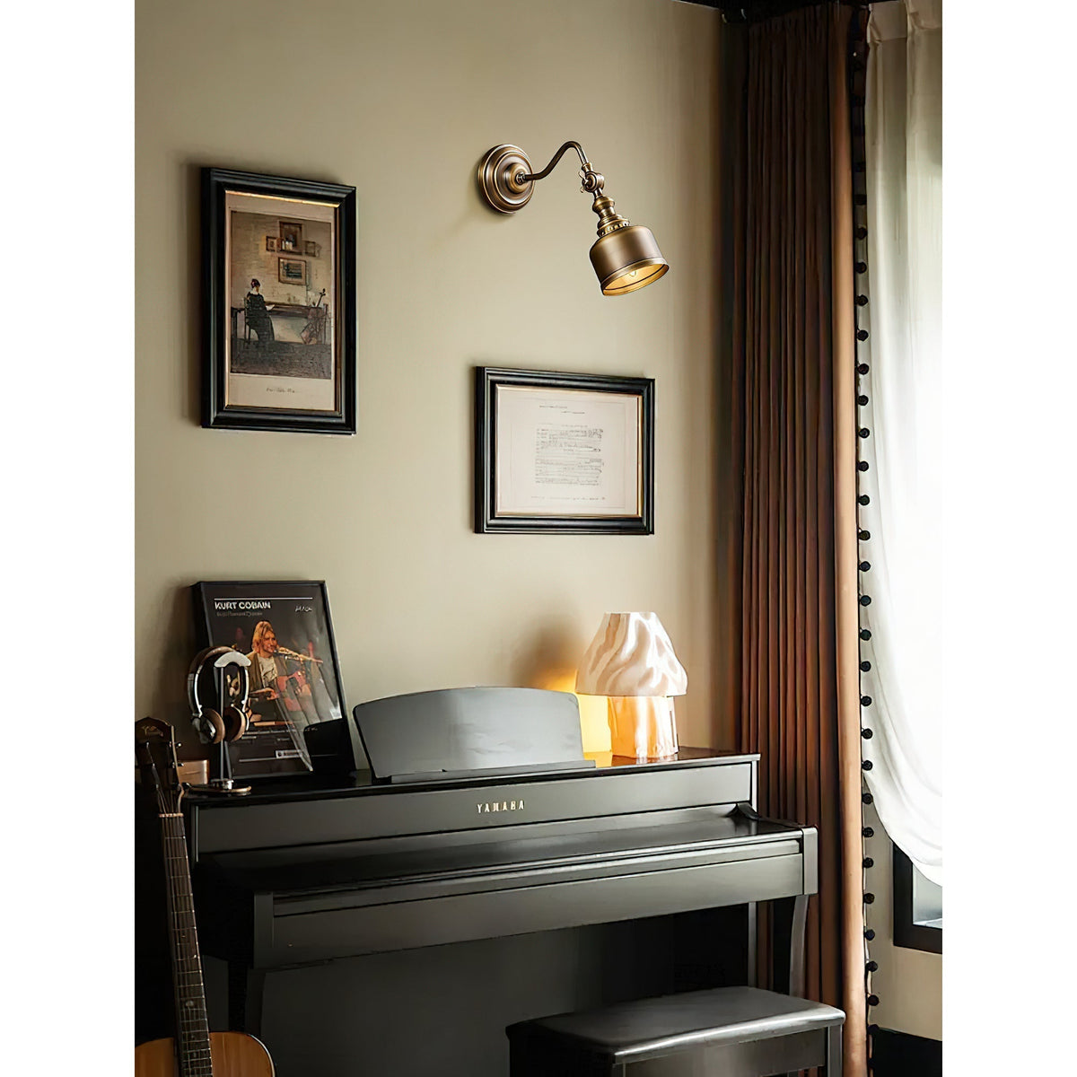 Orelelenne aplique de pared Gooseneck