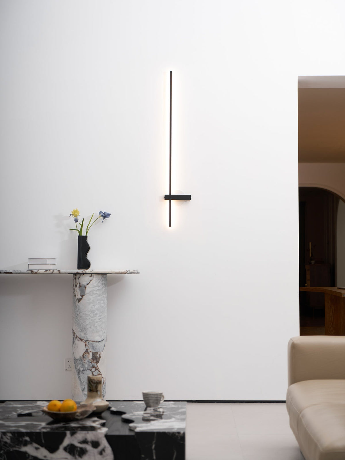Mesv aplique de pared lineal recargable negro