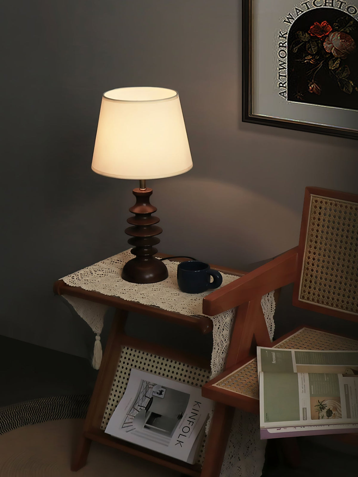 Tivoce lámpara de mesa de tejido vintage