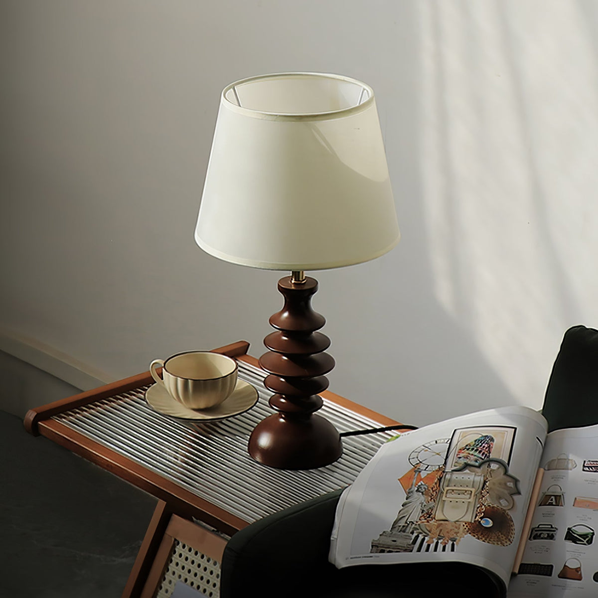 Tivoce lámpara de mesa de tejido vintage