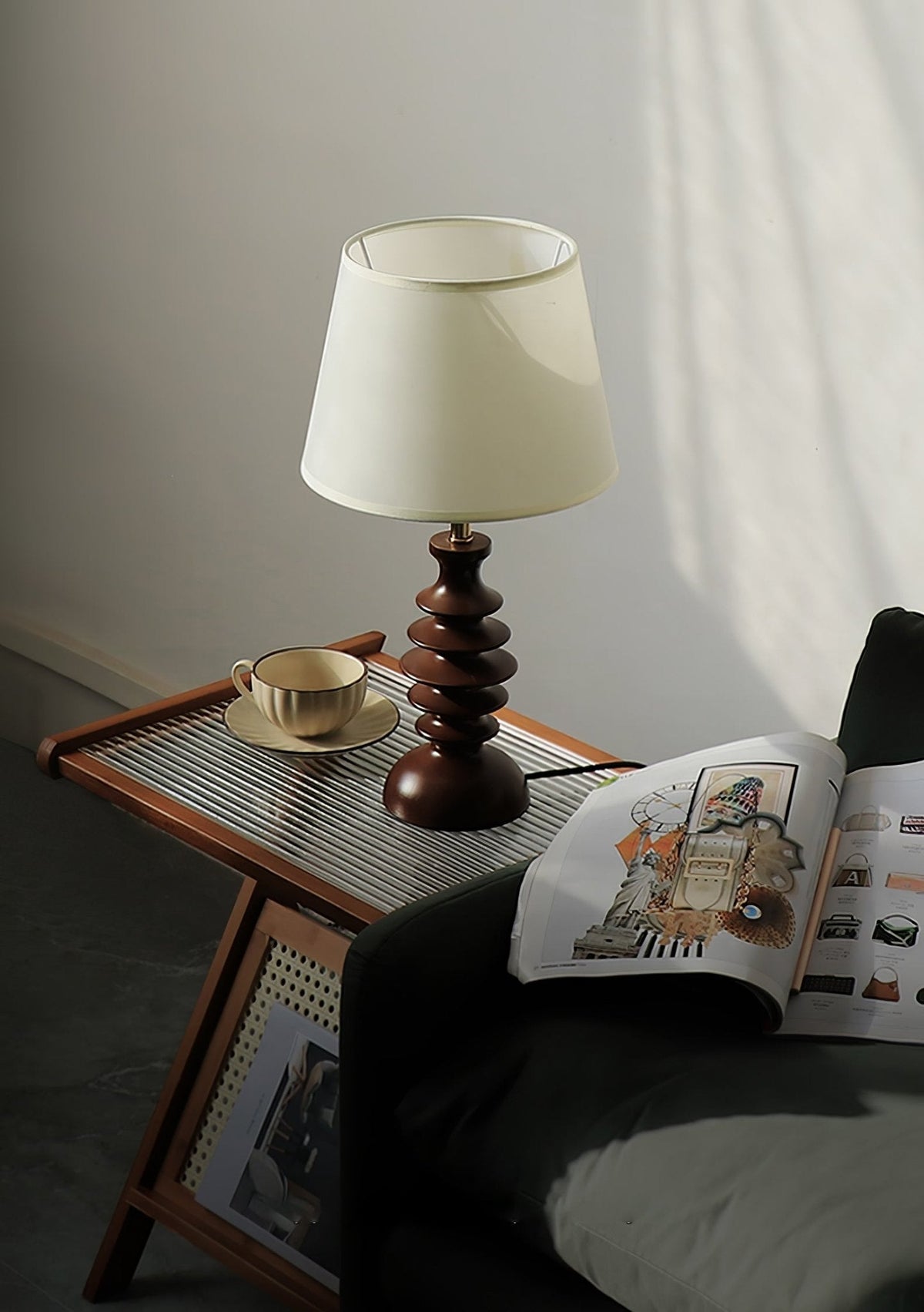 Tivoce lámpara de mesa de tejido vintage