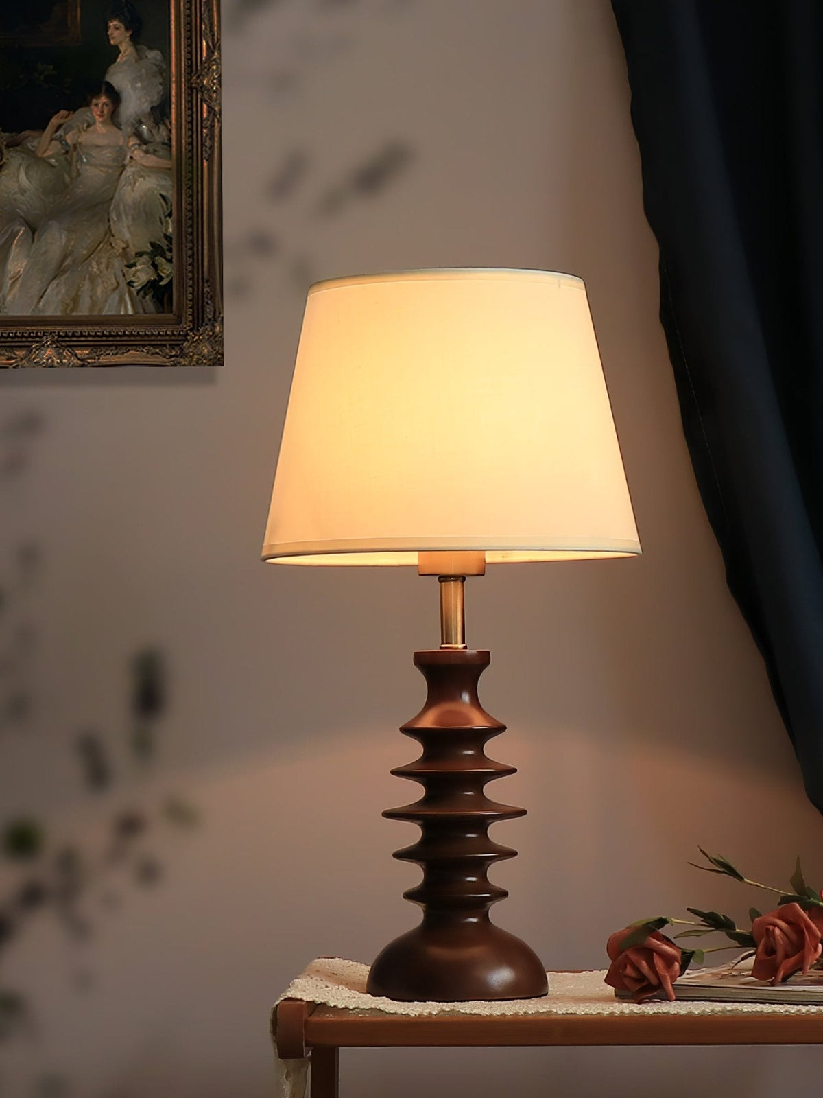 Tivoce lámpara de mesa de tejido vintage