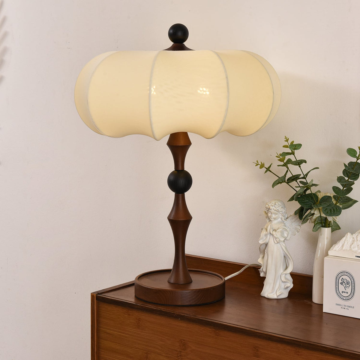 Lumae lámpara de mesa de madera y tejido