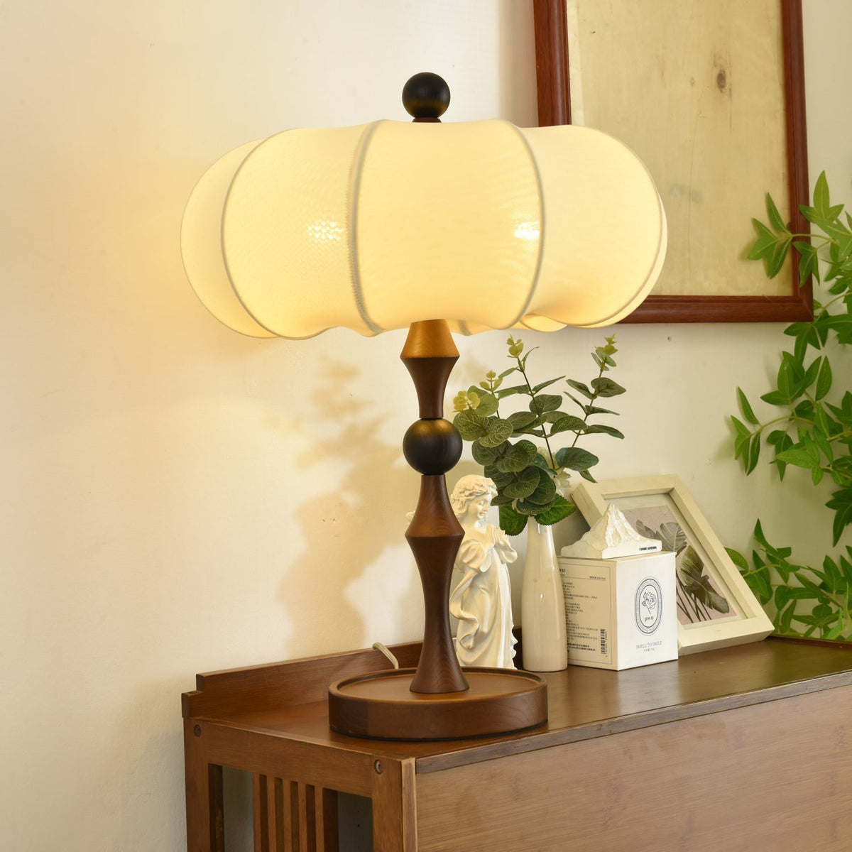 Lumae lámpara de mesa de madera y tejido