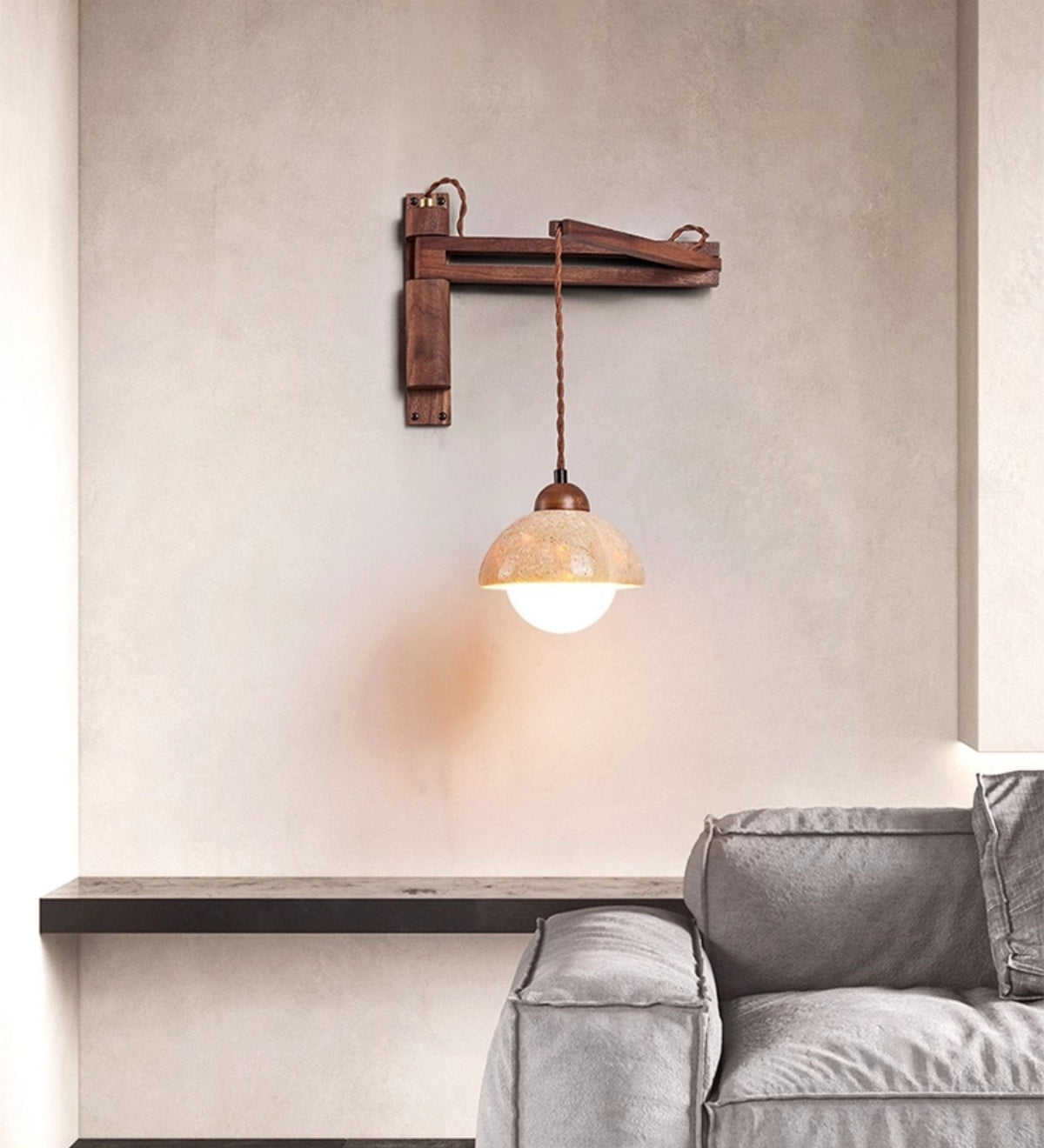 Arboren aplique de pared regulable con cúpula en travertino