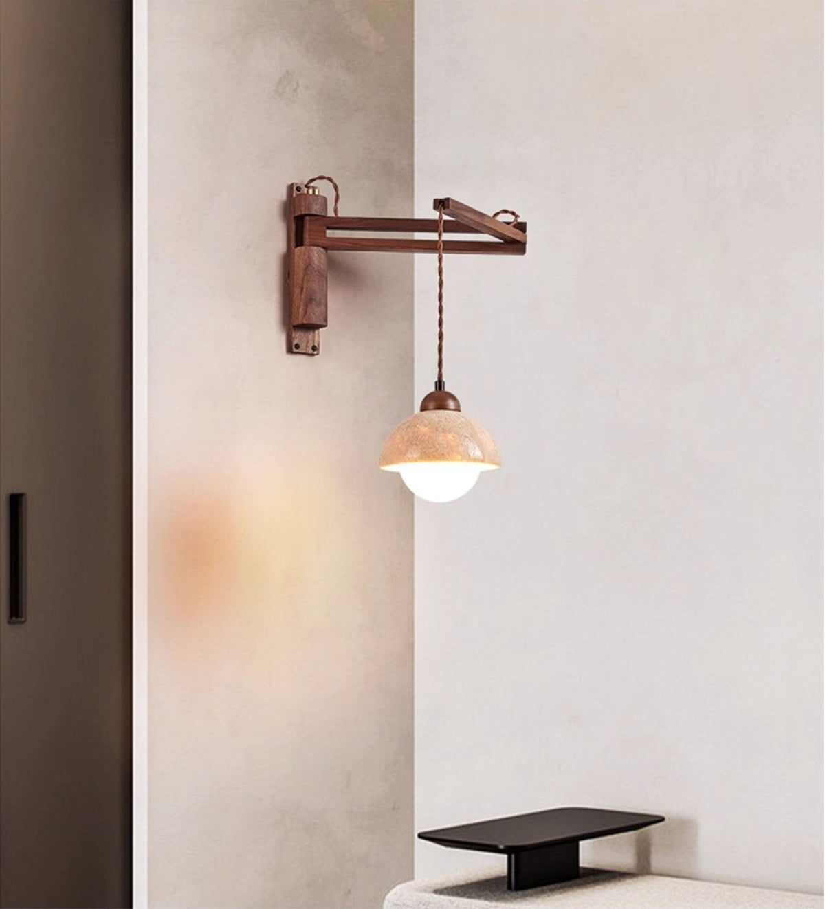 Arboren aplique de pared regulable con cúpula en travertino