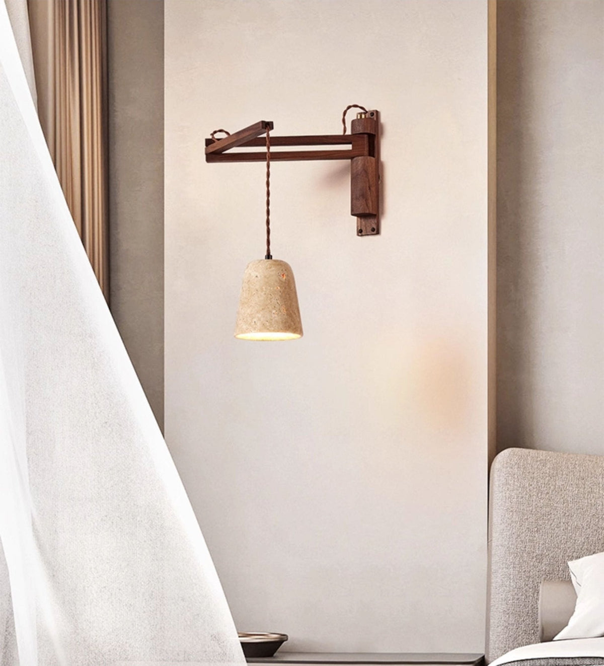 Arboren aplique de pared regulable con cúpula en travertino