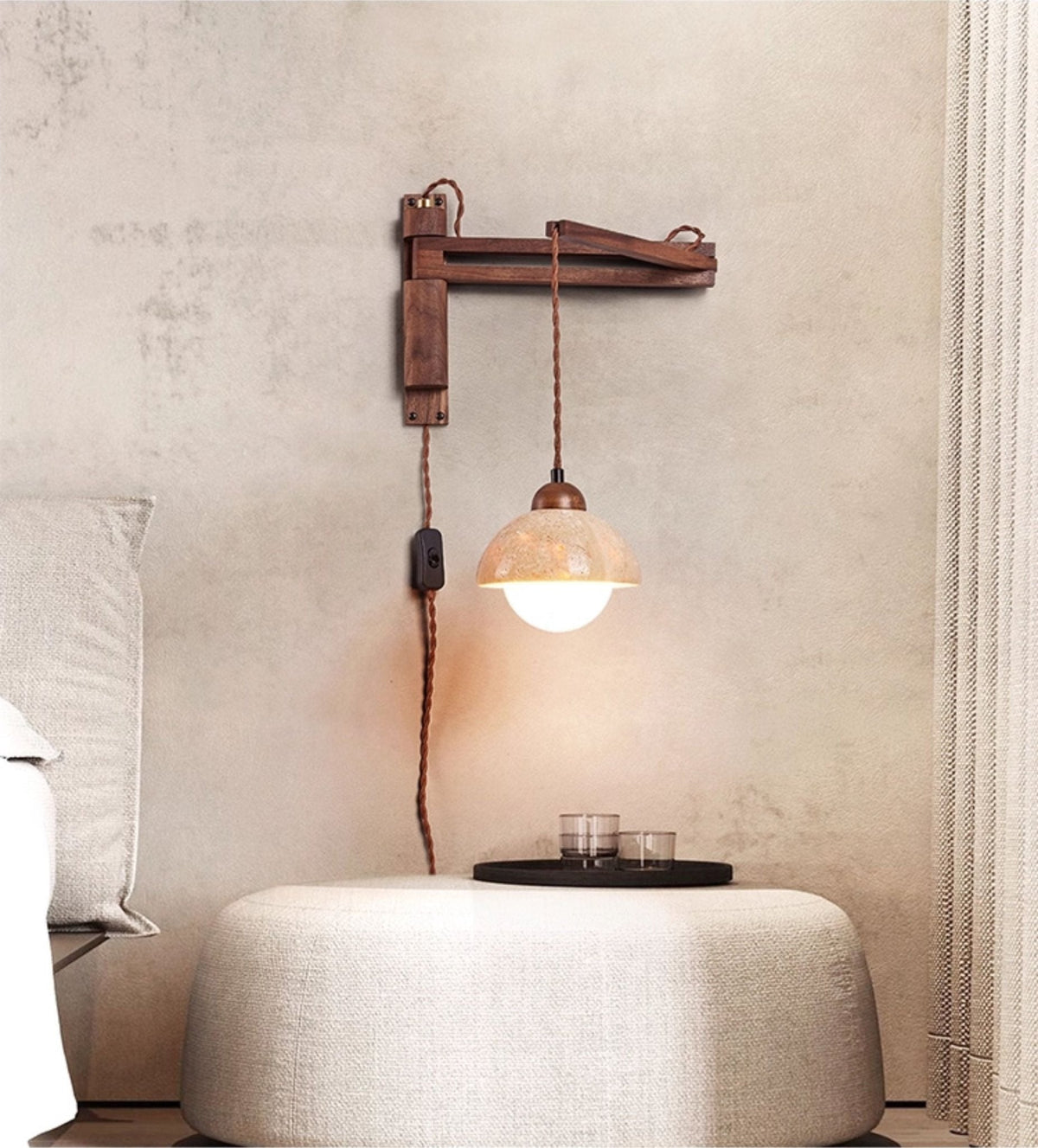 Arboren aplique de pared regulable con cúpula en travertino