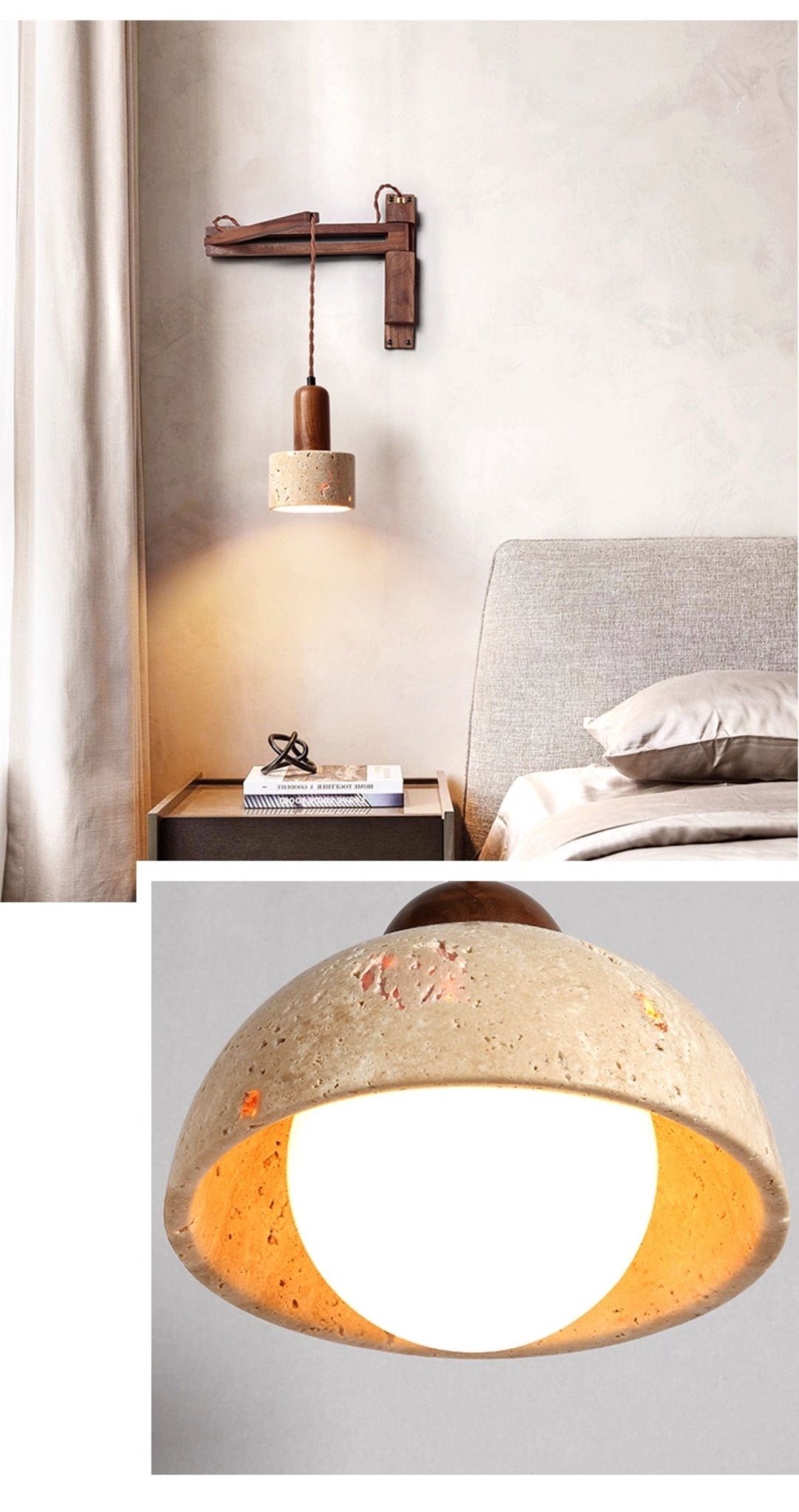Arboren aplique de pared regulable con cúpula en travertino