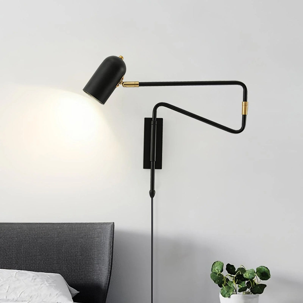 Nox aplique de pared regulable con brazo enchufe enchufable