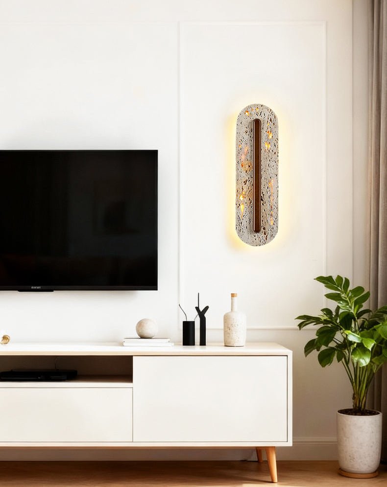 Cato aplique de pared Bellamont minimalista en travertino beige