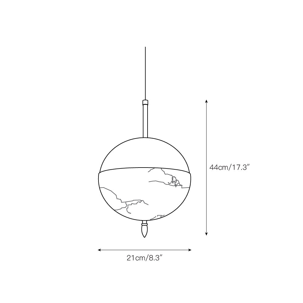 Himinuvye lámpara colgante minimalista de bolus en latón con sombra de alabastro