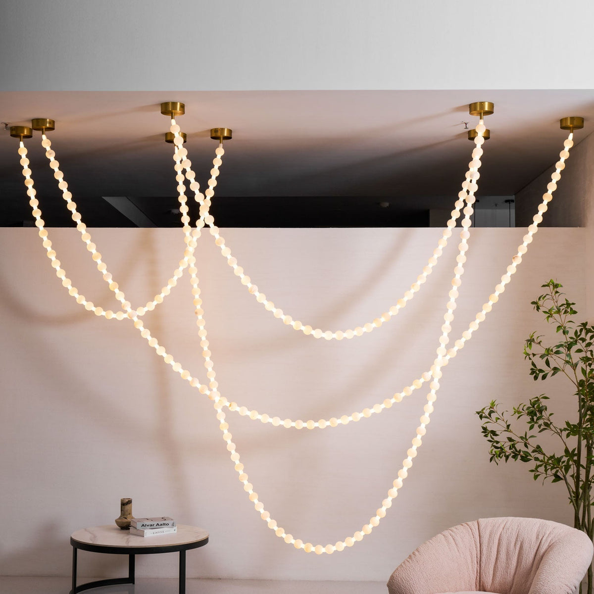 Grempt alabastro Pearl Necklace lámpara de araña