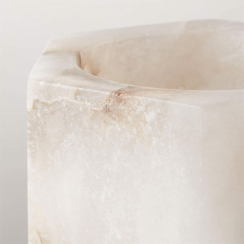 Qesta Cubo de alabastro natural moderno para velas